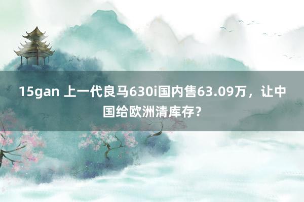 15gan 上一代良马630i国内售63.09万，让中国给欧洲清库存？