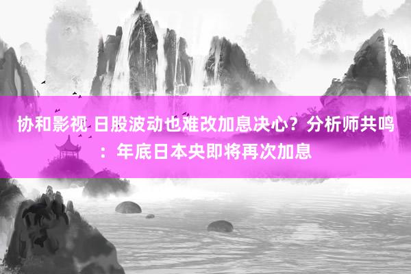 协和影视 日股波动也难改加息决心？分析师共鸣：年底日本央即将再次加息