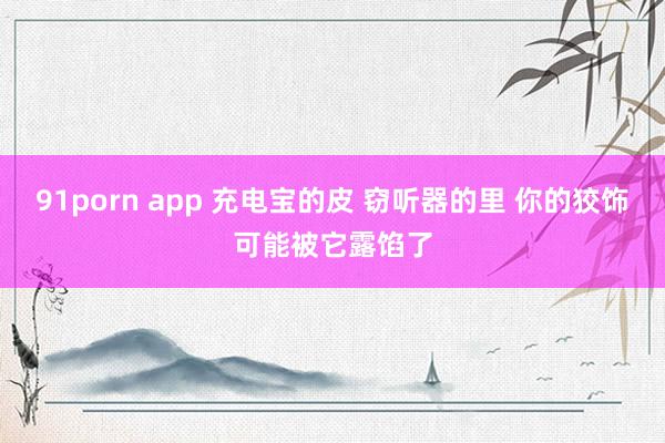 91porn app 充电宝的皮 窃听器的里 你的狡饰可能被它露馅了