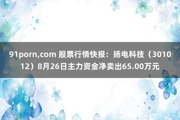 91porn，com 股票行情快报：扬电科技（301012）8月26日主力资金净卖出65.00万元