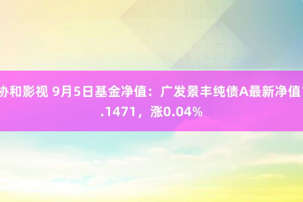 协和影视 9月5日基金净值：广发景丰纯债A最新净值1.1471，涨0.04%