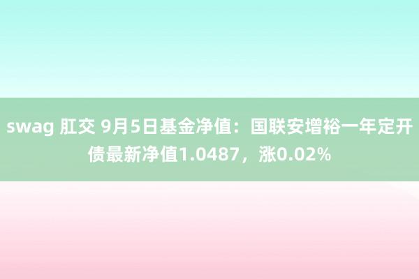 swag 肛交 9月5日基金净值：国联安增裕一年定开债最新净值1.0487，涨0.02%